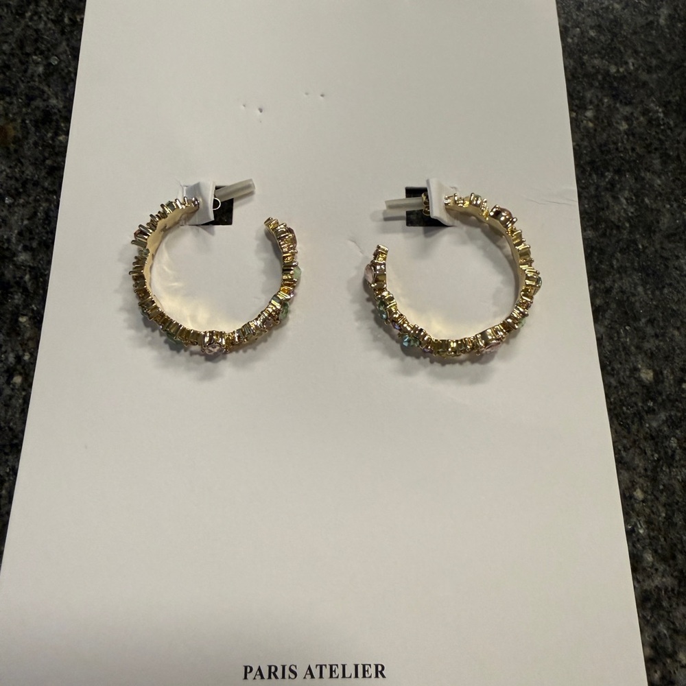 & Other Stories Glass Stone Hoop Earrings